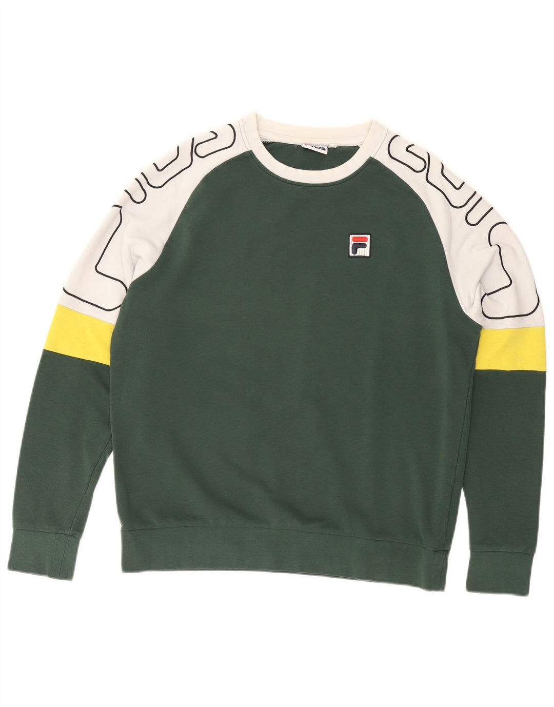 FILA Sweat-shirt graphique pour hommes en coton color block petit vert