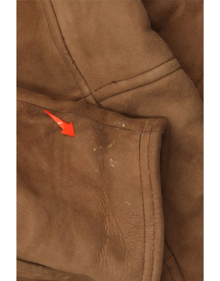 vintage Mens Shearling Double Breasted Manteau IT 52 XL Marron