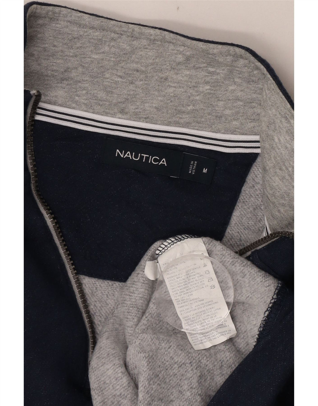 Nautica Sweat-shirt col zippé pour homme en coton bleu marine moyen