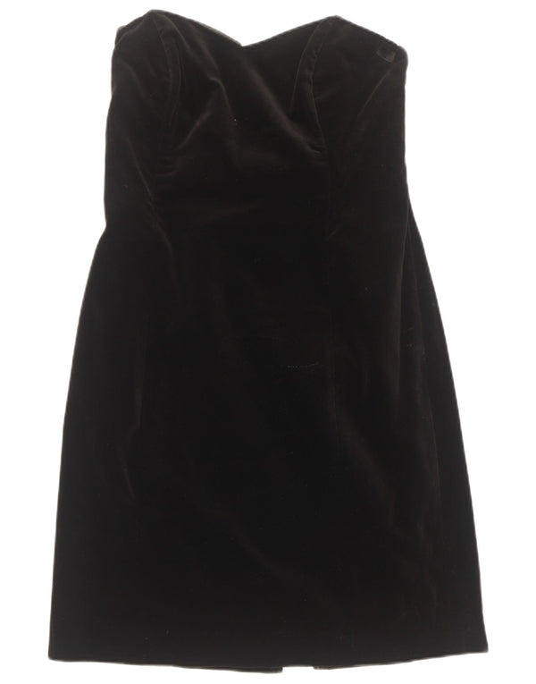 Laura Ashley Robe bustier en velours pour femme UK 16 Grand coton noir