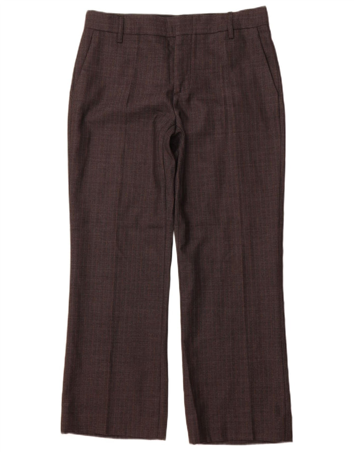 Pantalon Chino Droit Femme ZARA EU 40 Medium W30 L28 Gris Chevrons