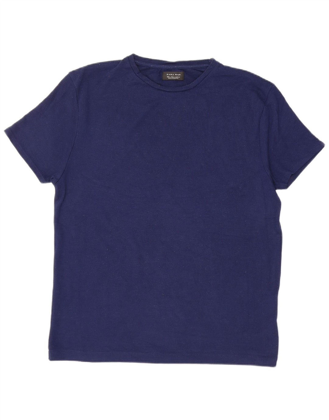 ZARA Homme T-Shirt Top Large Bleu Marine Polyester