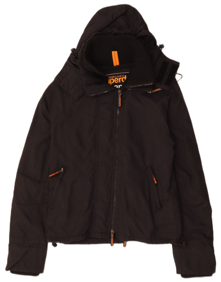 Superdry Veste coupe-vent à capuche pour femme UK 16 Large Noir Polyester