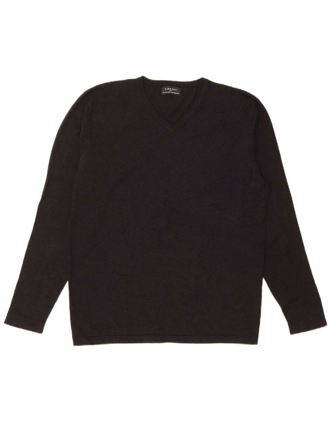 Zara Pull Col V Homme Large Noir Viscose
