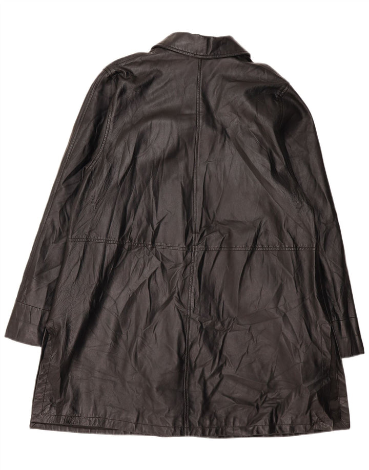 VINTAGE Manteau en cuir surdimensionné femme EU 46 XL Cuir noir