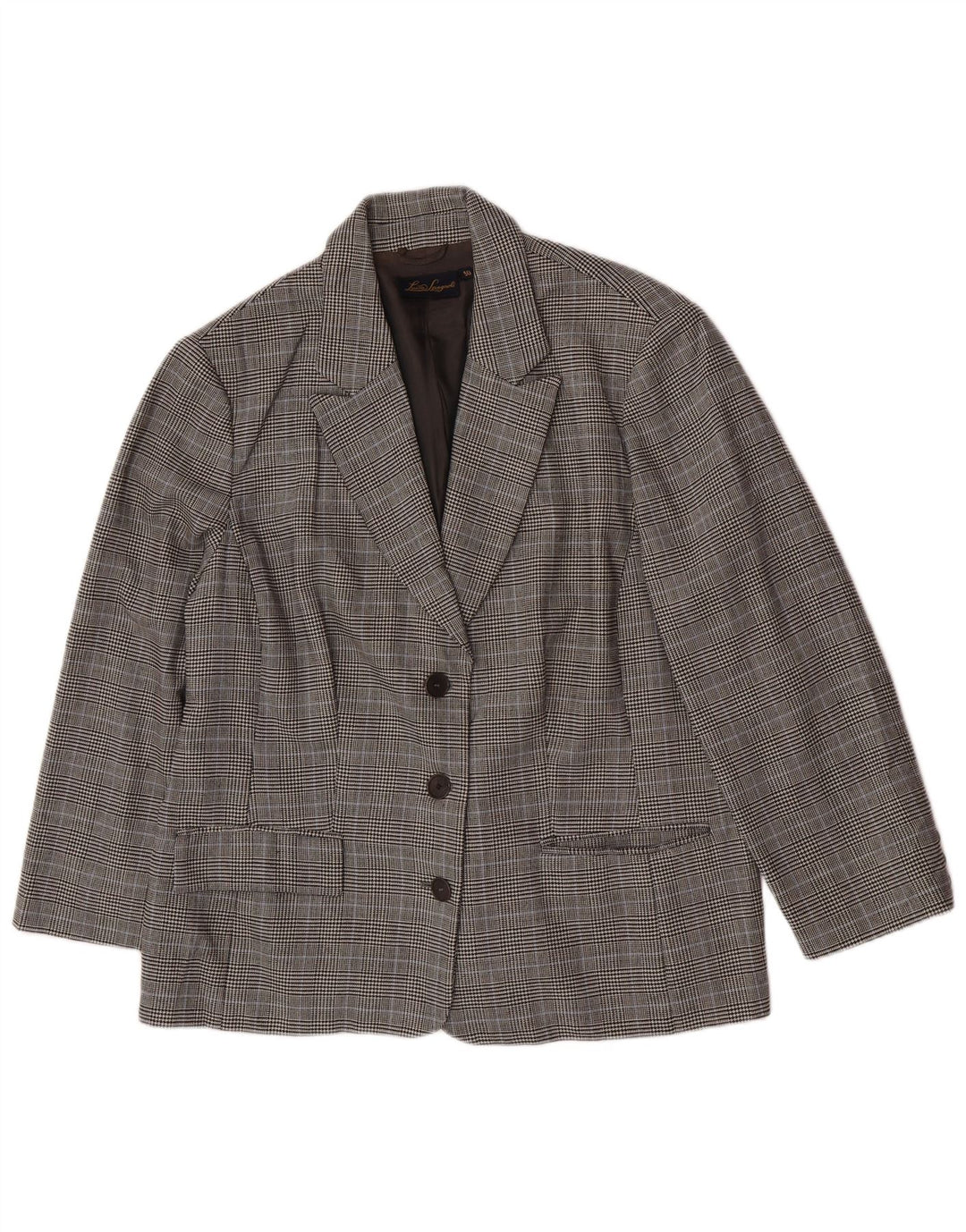 Luisa Spagnoli Veste Blazer 3 Boutons Femme IT 50 XL Laine à Carreaux Gris