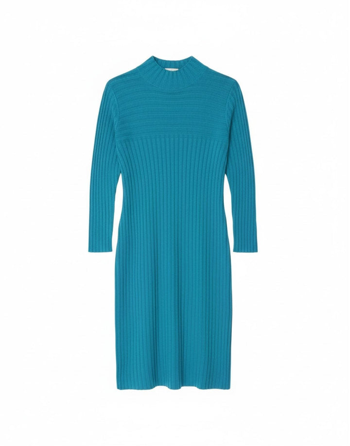 Benetton Robe pull à manches longues pour femme UK 44 Laine bleu moyen