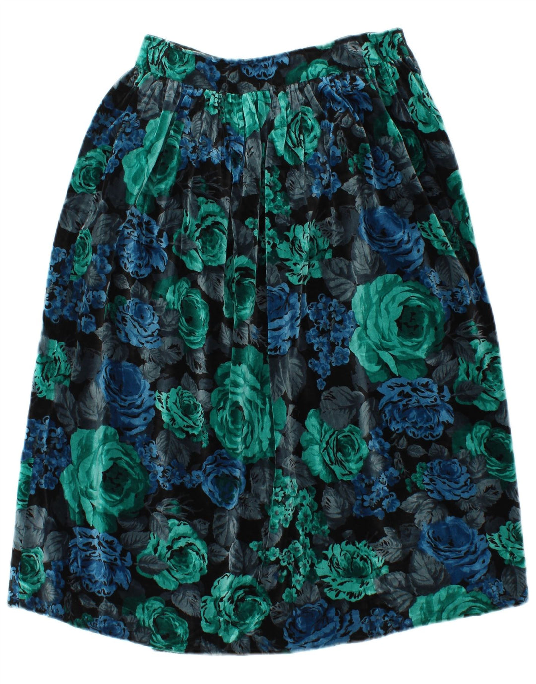 vintage Femme Velours A-Line Jupe W28 Moyen Multicolore Floral