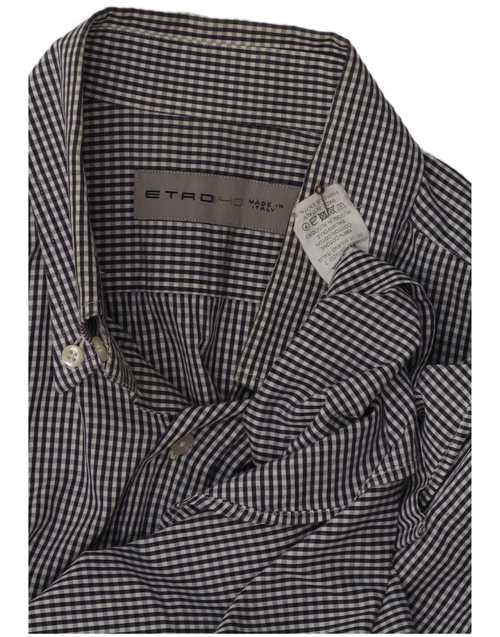 ETRO Chemise Homme Bleu Marine Moyen Vichy Coton