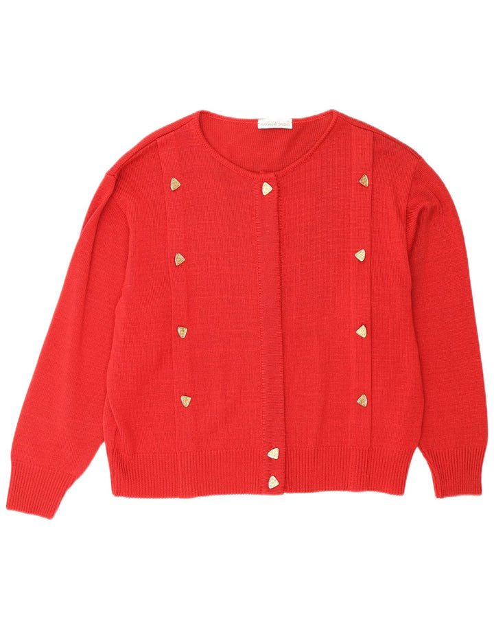 vintage Femme Cardigan Oversize Pull IT 42 Coton Rouge Moyen