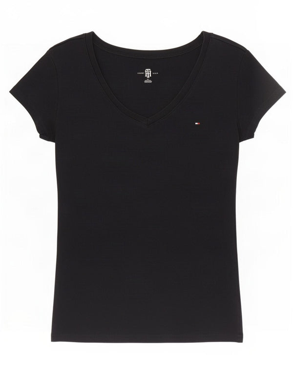 Tommy Hilfiger T-Shirt Femme Top UK 8 Small Noir Coton