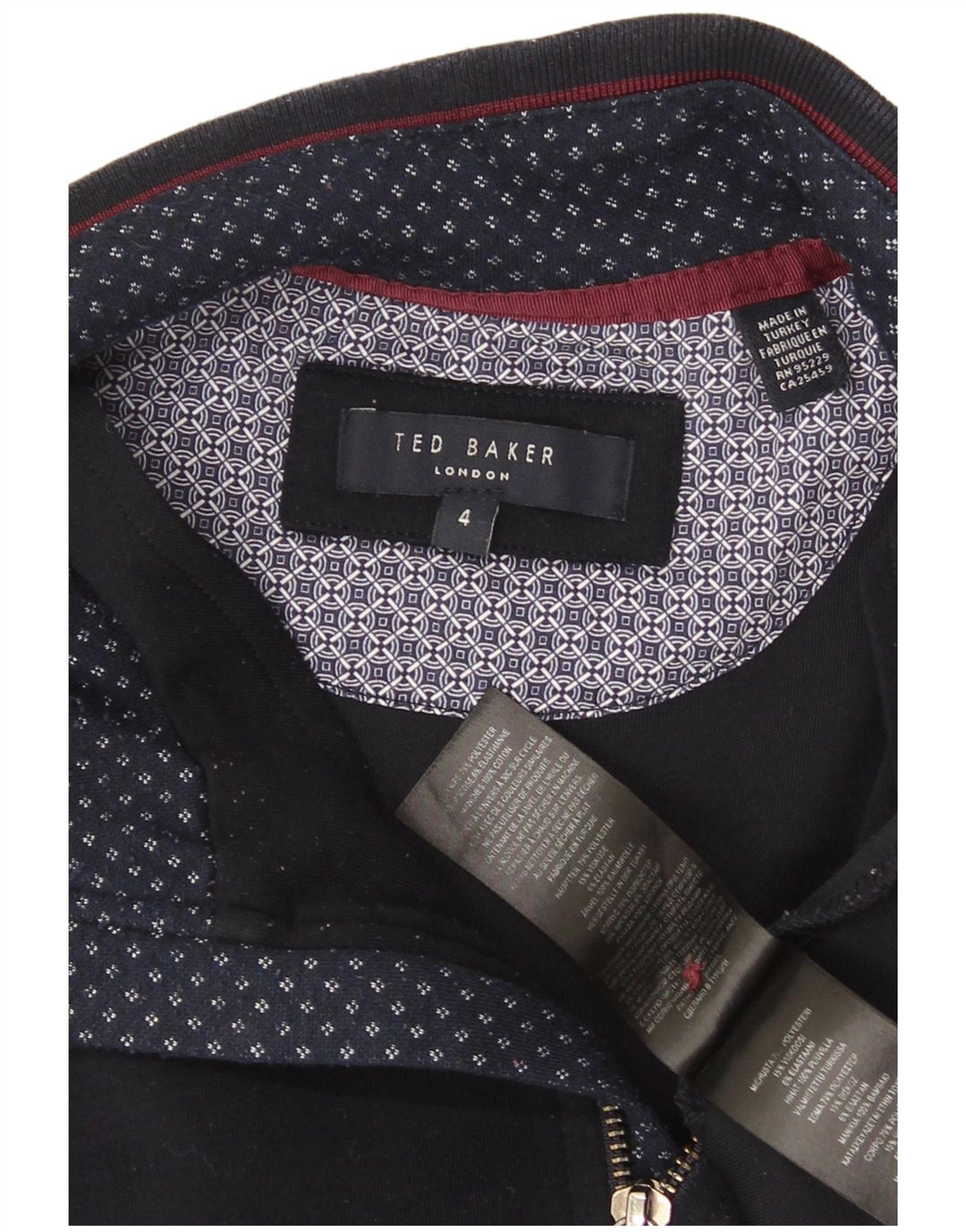 Ted Baker Sweat-shirt à col zippé pour homme Taille 4 Grand Bleu marine Polyester