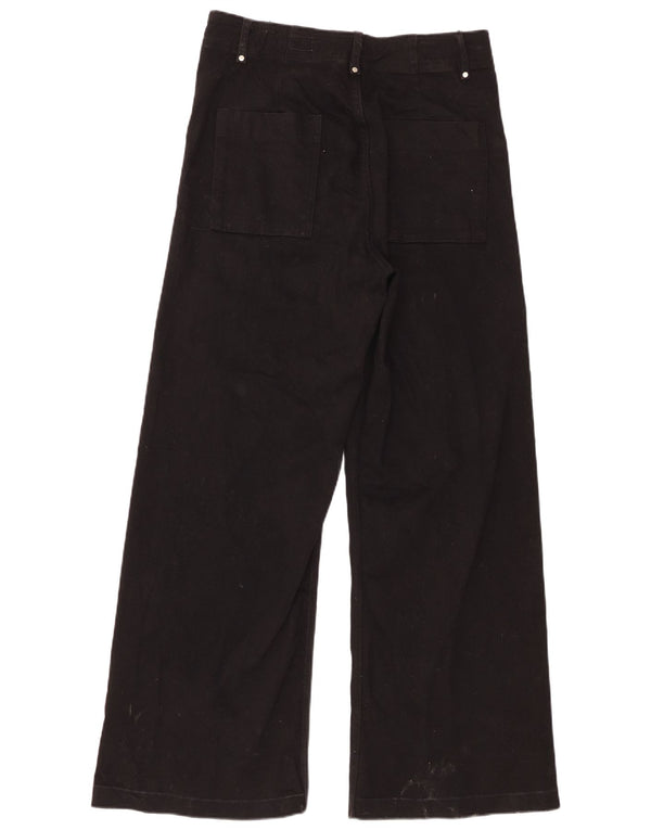 Zara Pantalon décontracté à jambe large pour femme EU 44 XL W34 L30 Coton noir