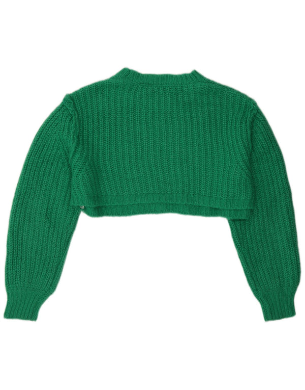 Zara Pull court surdimensionné à col rond pour femme UK 10 Petit Vert
