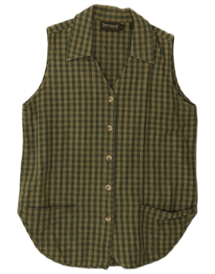 Timberland Chemisier sans manches pour femme US 6 en lin vichy kaki moyen
