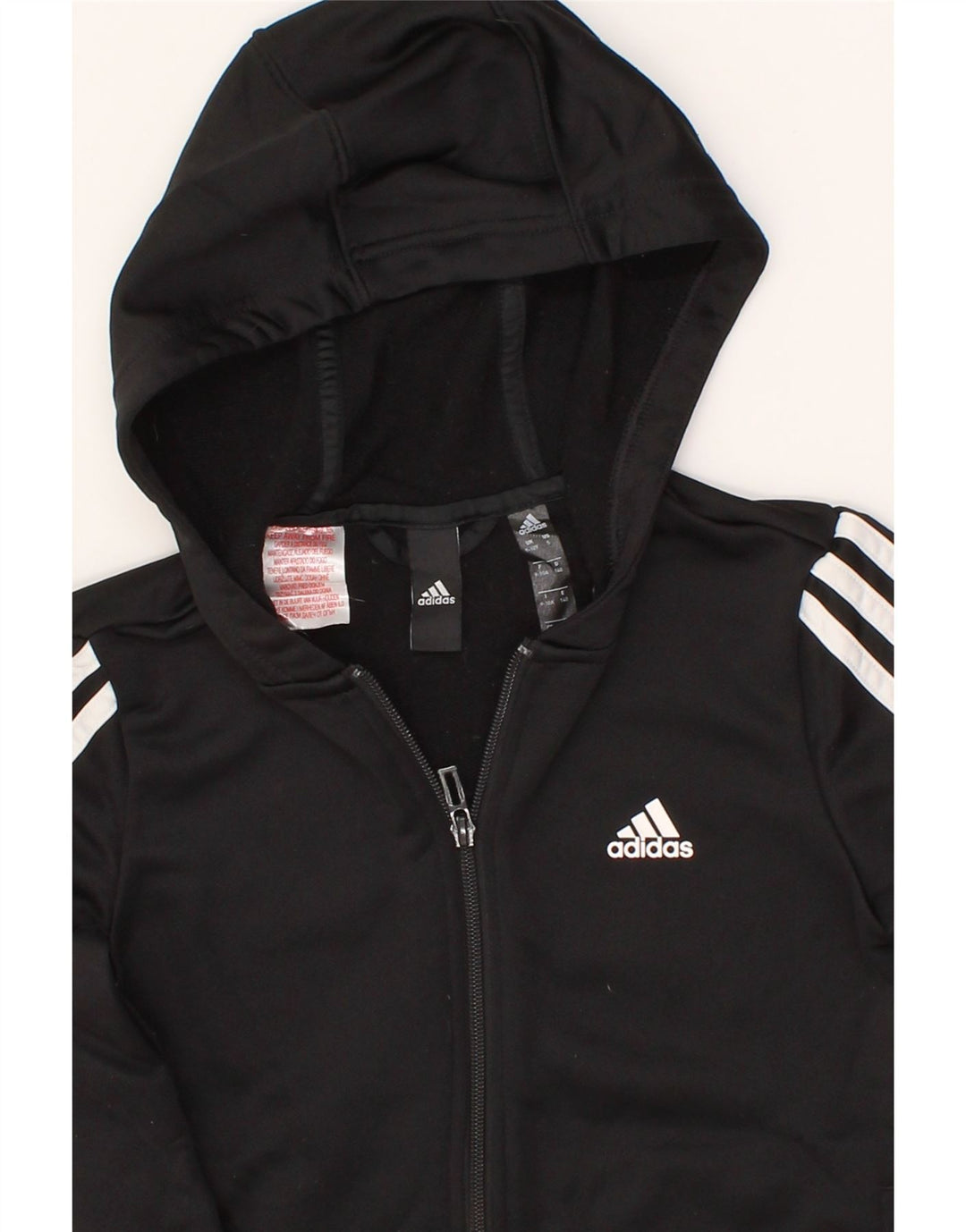 ADIDAS Boys Zip Hoodie Sweater 9-10 Years Black Polyester Vintage Adidas and Second-Hand Adidas from Messina Hembry 