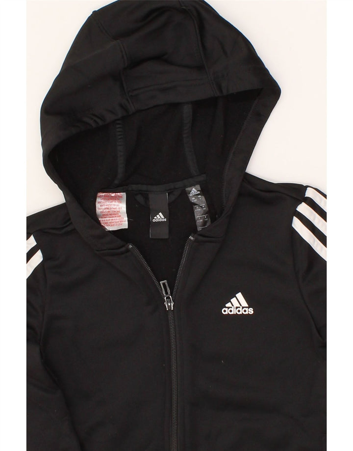 ADIDAS Boys Zip Hoodie Sweater 9-10 Years Black Polyester Vintage Adidas and Second-Hand Adidas from Messina Hembry 