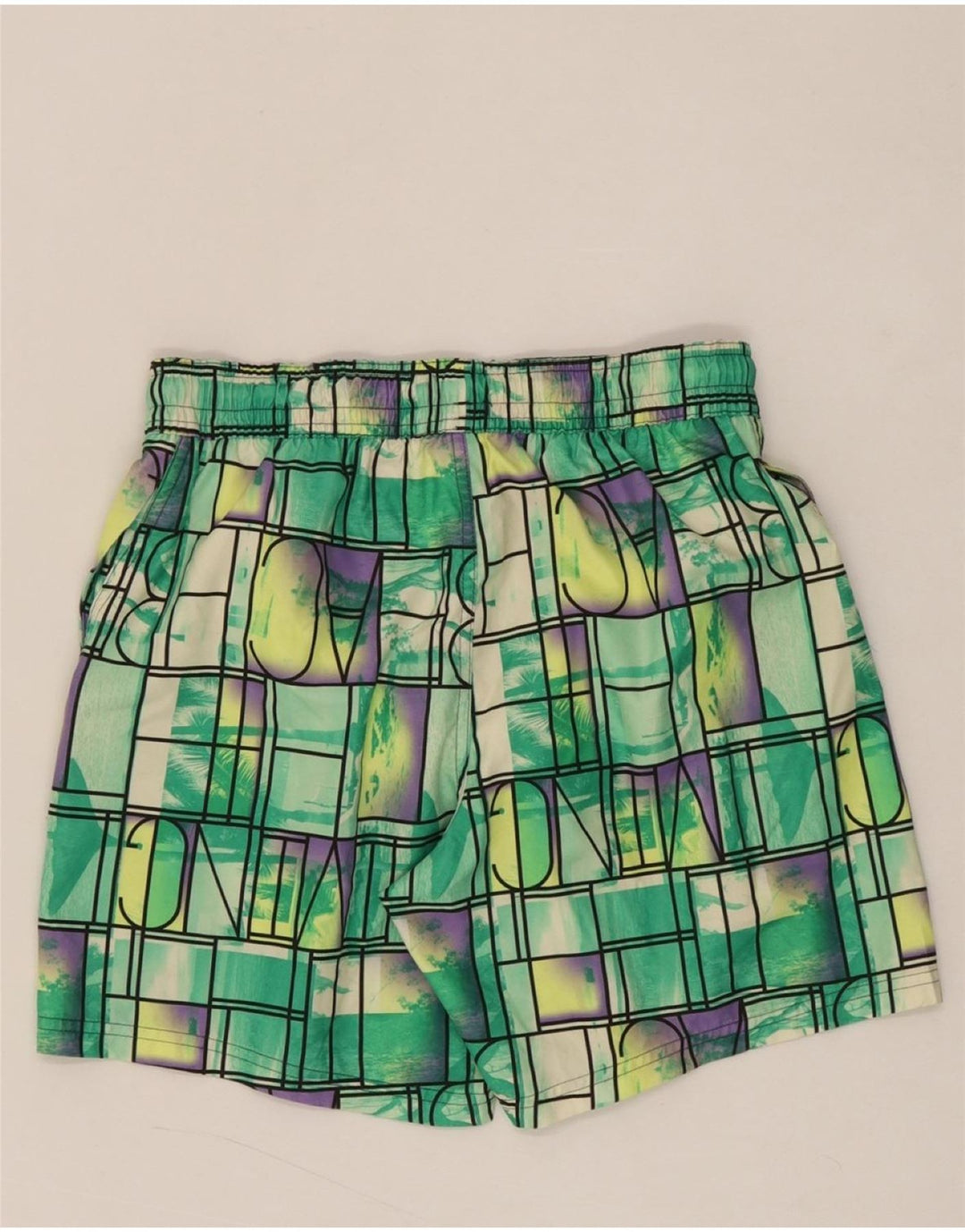 PUMA Mens Graphic Swimming Shorts Small  Green Geometric Polyester Vintage Puma and Second-Hand Puma from Messina Hembry 