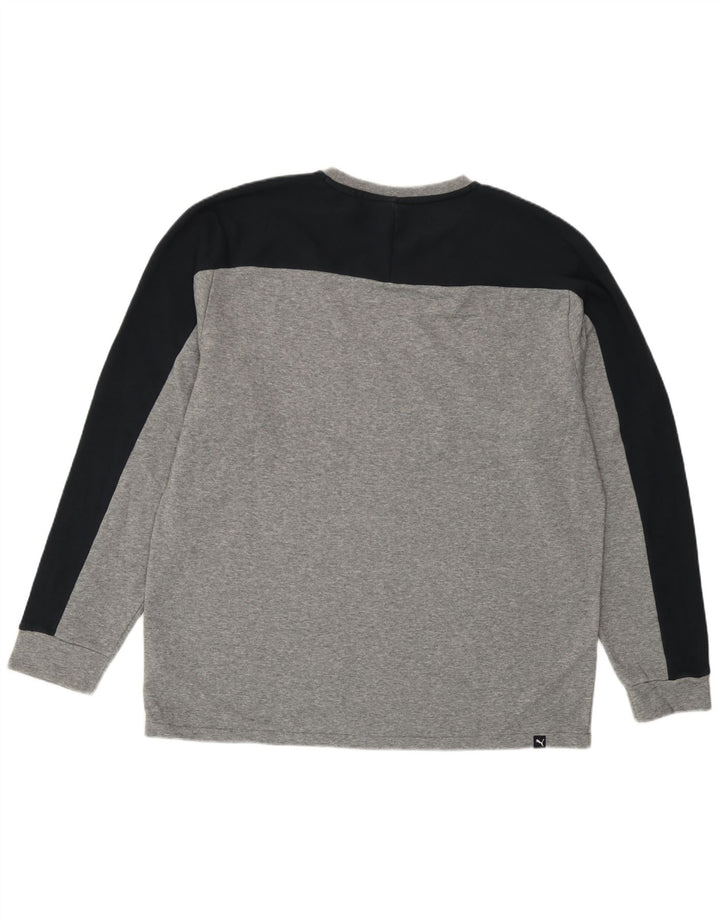 Puma Haut graphique à manches longues pour homme en coton color block Gris Taille L