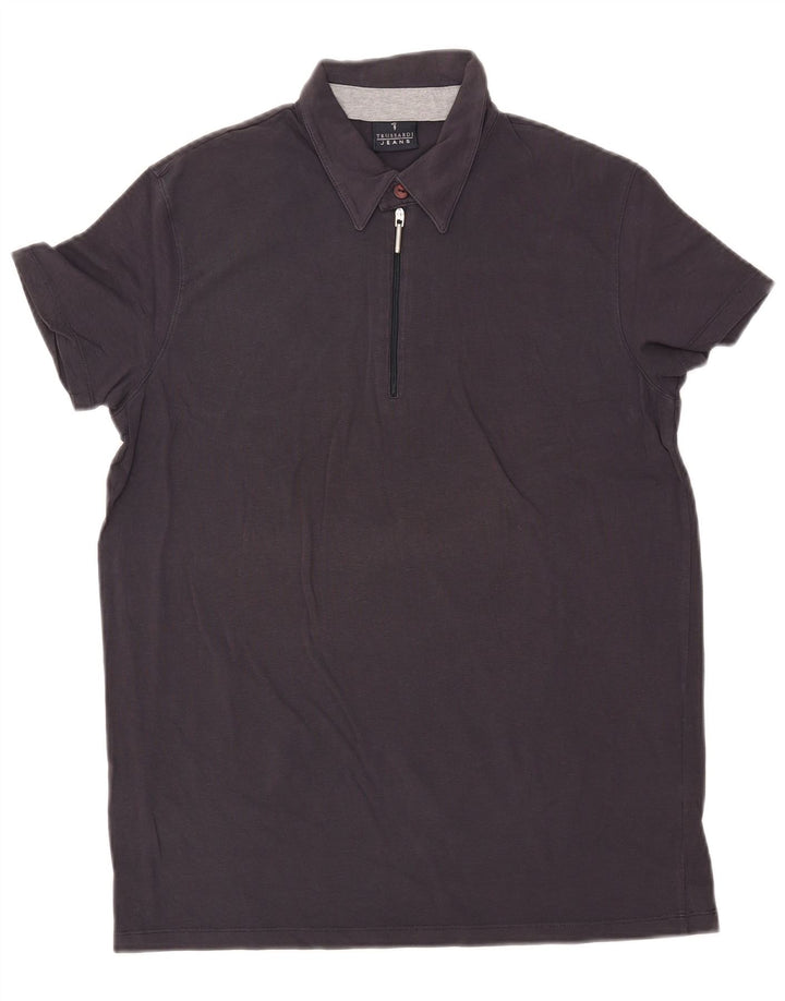 TRUSSARDI JEANS Polo Homme Large Bleu Marine Coton