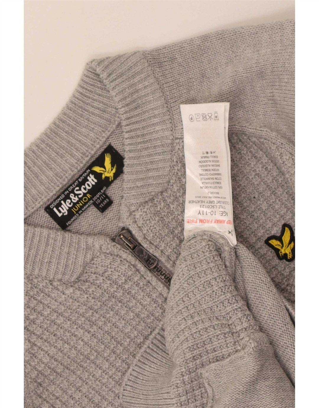 Lyle & Scott Pull Cardigan Garçon 10-11 Ans Gris Coton