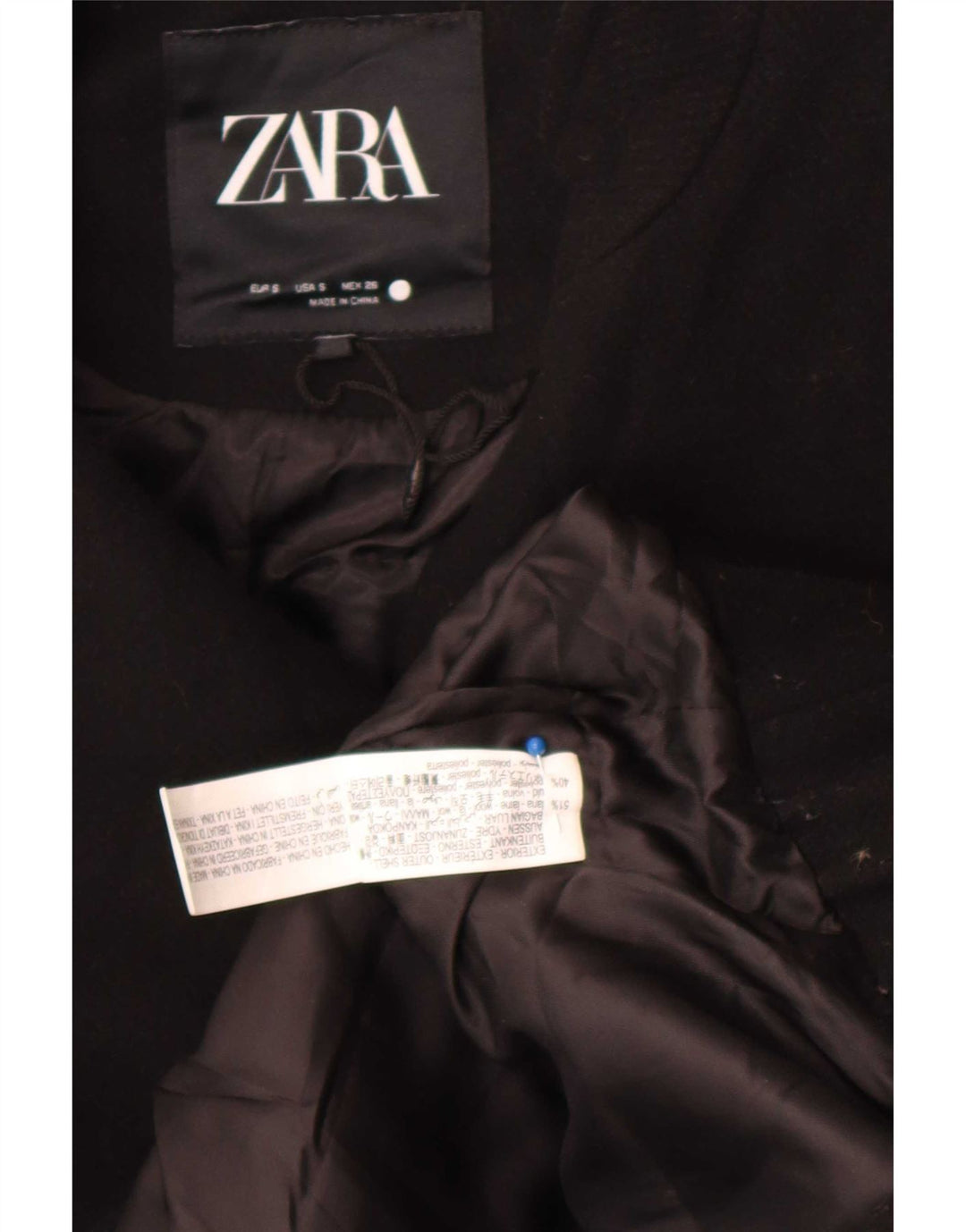 Zara Veste bomber surdimensionnée pour femme UK 10 Petite laine noire