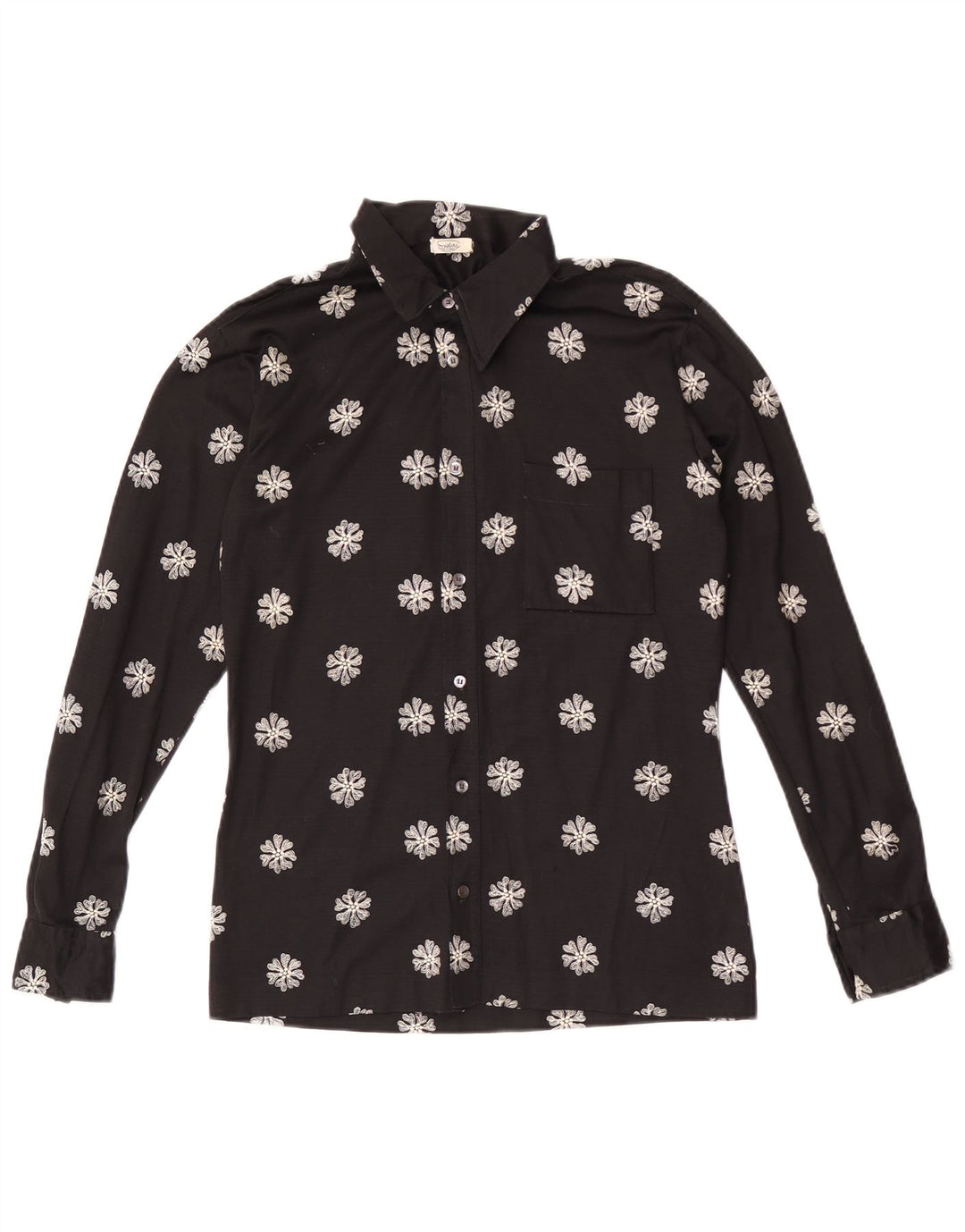 Chemise femme vintage UK 14 Medium Black Floral