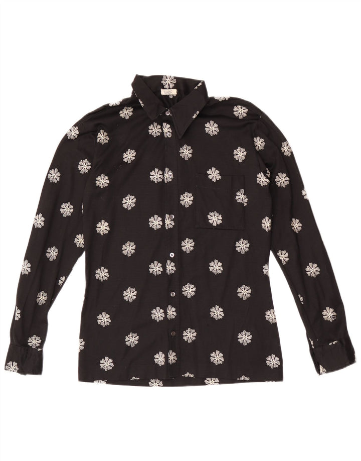 Chemise femme vintage UK 14 Medium Black Floral