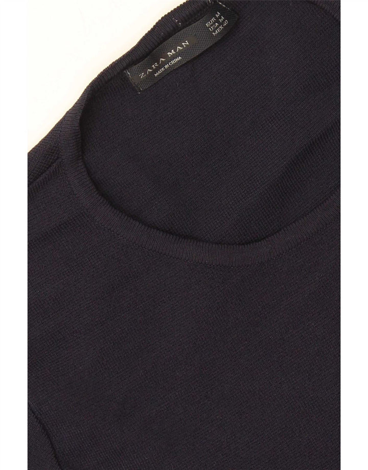 Zara Pull Col Ras Du Cou Homme Bleu Marine Moyen