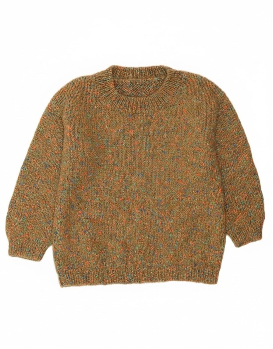 vintage Womens Crew Neck Jumper Pull UK 12 Moyen Vert Moucheté