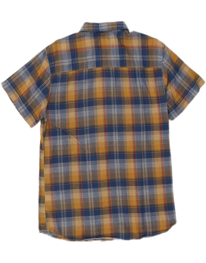 Wrangler Chemise slim à manches courtes pour homme en coton à carreaux bleus