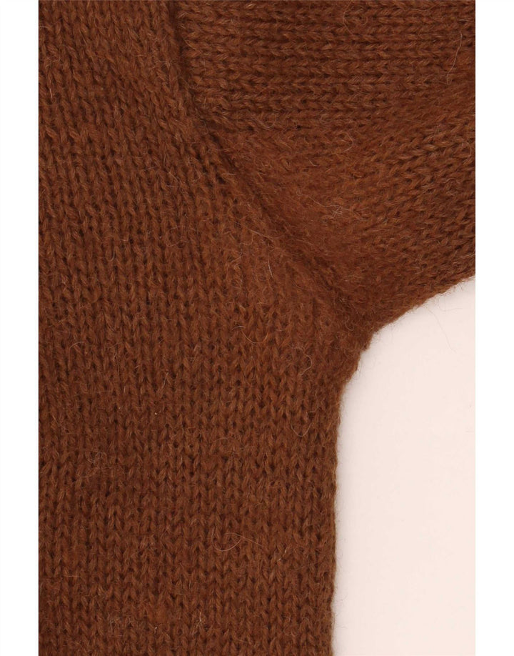 vintage Femmes Roll Neck Jumper Pull UK 12 Brun Moyen