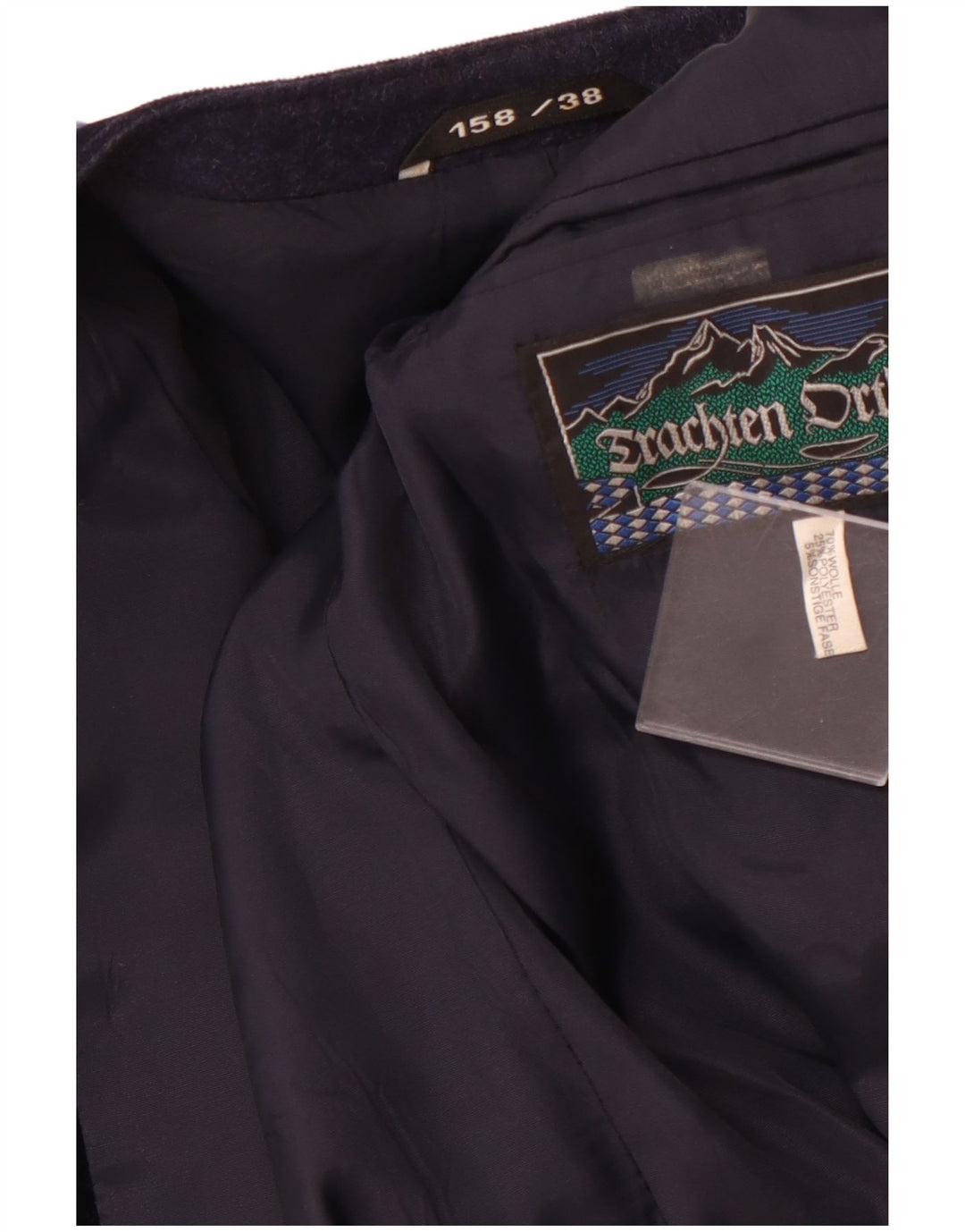 VINTAGE Veste Blazer Femme IT 38 XS Bleu Marine Colourblock