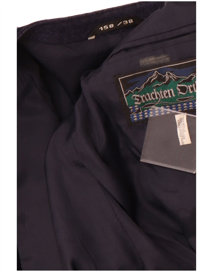 VINTAGE Veste Blazer Femme IT 38 XS Bleu Marine Colourblock