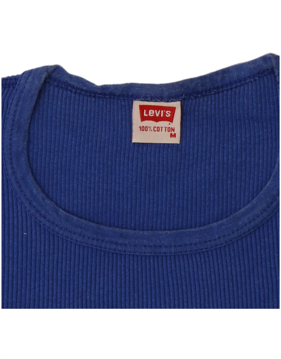 LEVI'S T-Shirt Femme UK 12 Bleu Moyen Coton