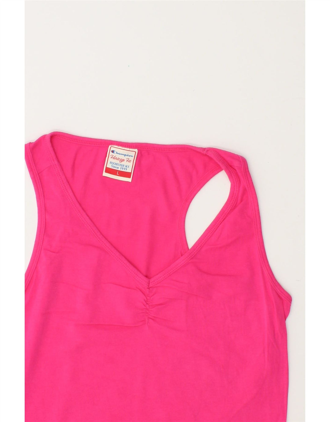 CHAMPION Womens Vest Top UK 14 Large Pink Cotton Vintage Champion and Second-Hand Champion from Messina Hembry 