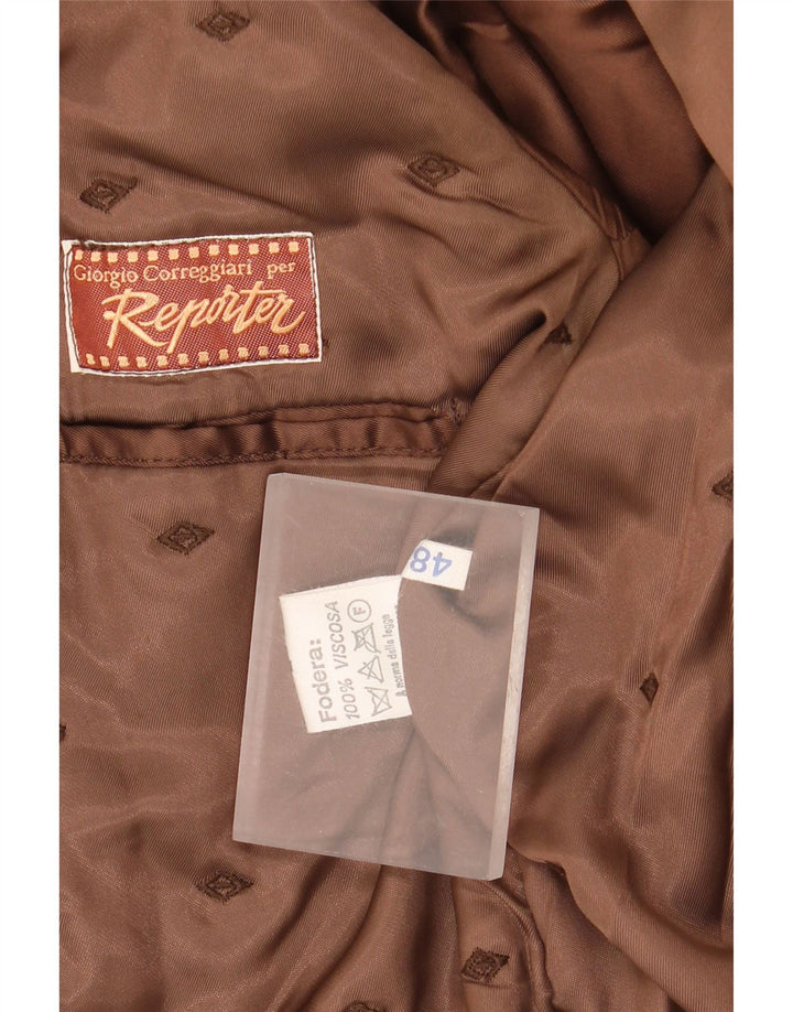 Reporter Veste Blazer Croisée Homme IT 48 Cuir Marron Moyen