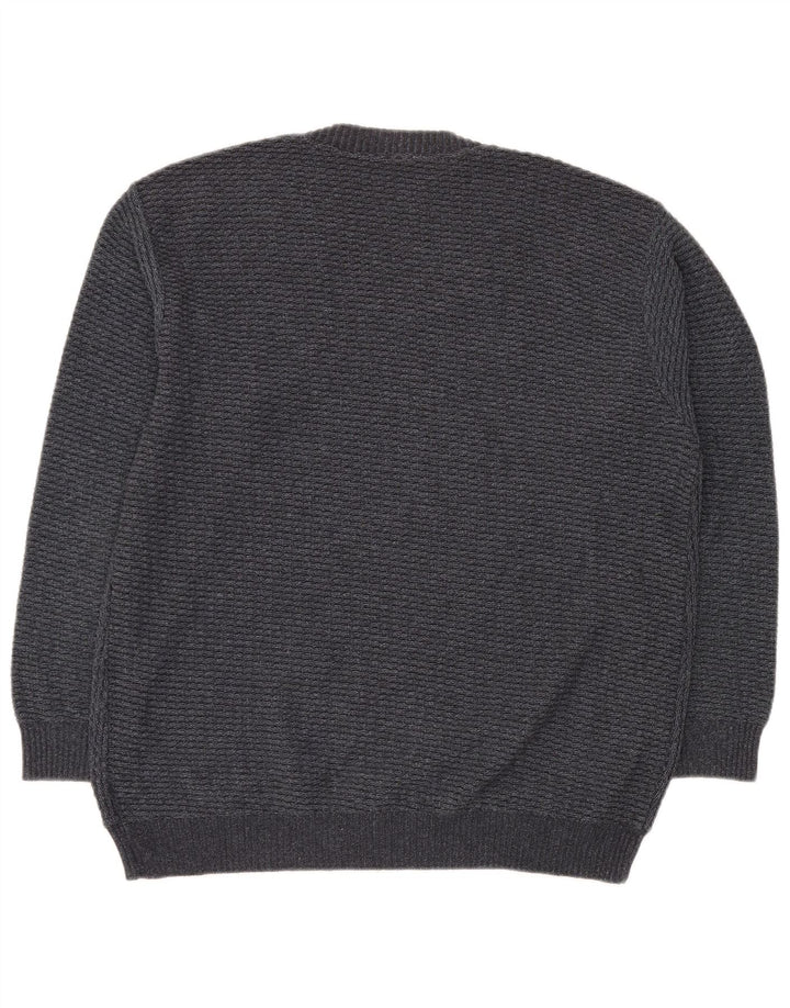 VINTAGE Pull col V pour homme IT 50 Gris moyen géométrique