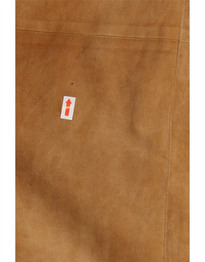 VINTAGE Jupe trapèze en daim pour femme W24 XS Marron