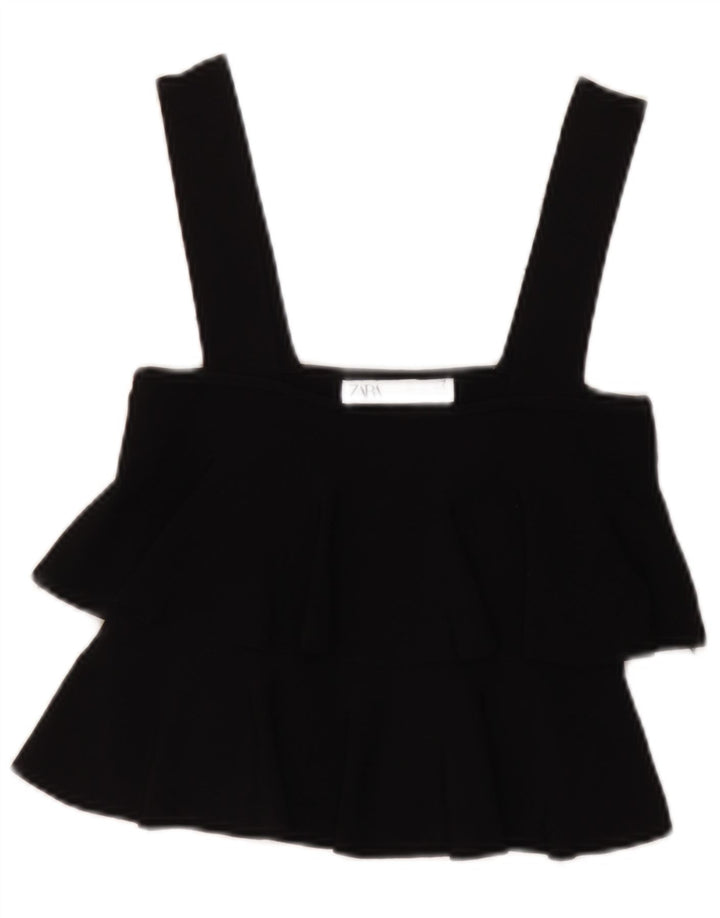 Zara Haut court sans manches pour femme UK 14 Large Noir