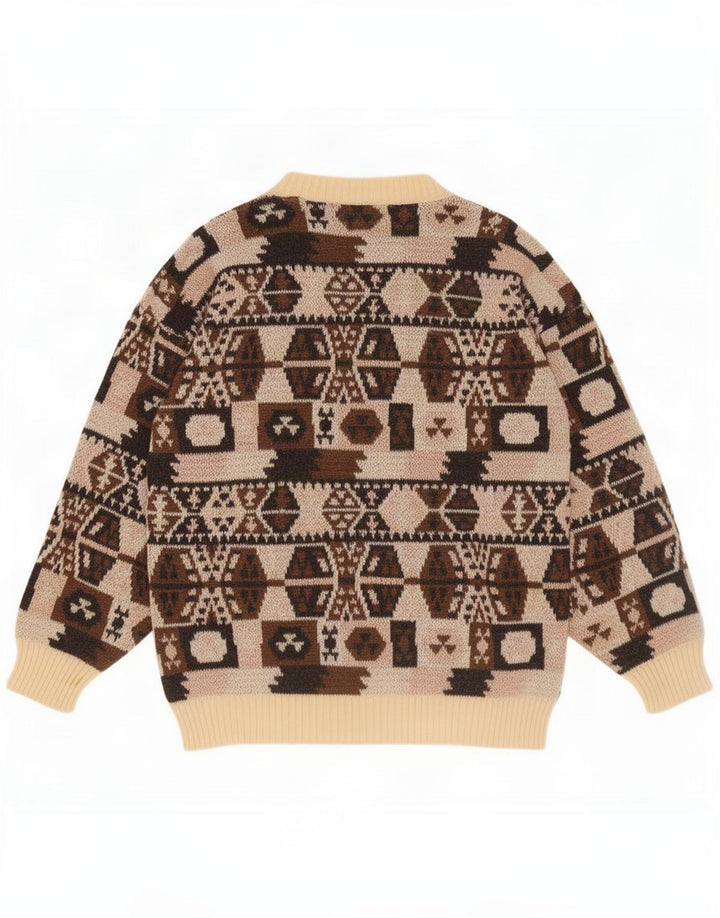Missoni Pull col rond en laine géométrique marron moyen homme