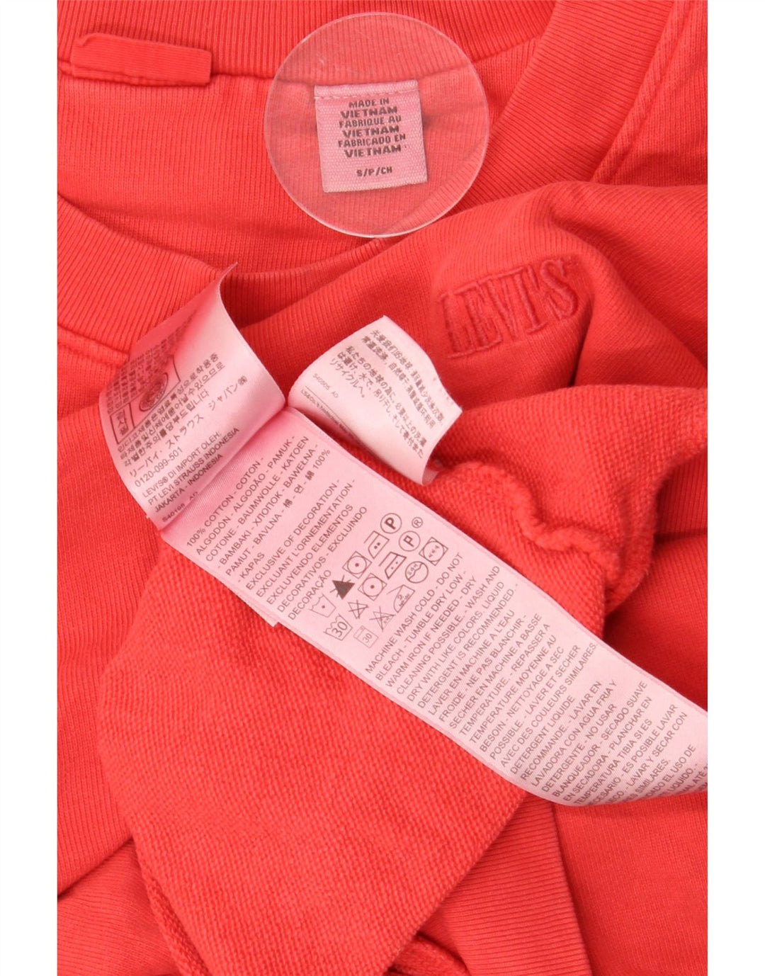 Levi's Femme Crop Oversize Sweatshirt Jumper UK 10 Petit Rouge Coton