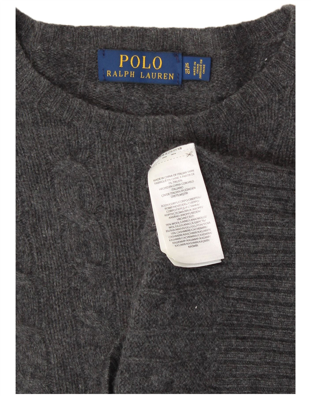 Polo Ralph Lauren Pull ras du cou pour homme XL en laine grise