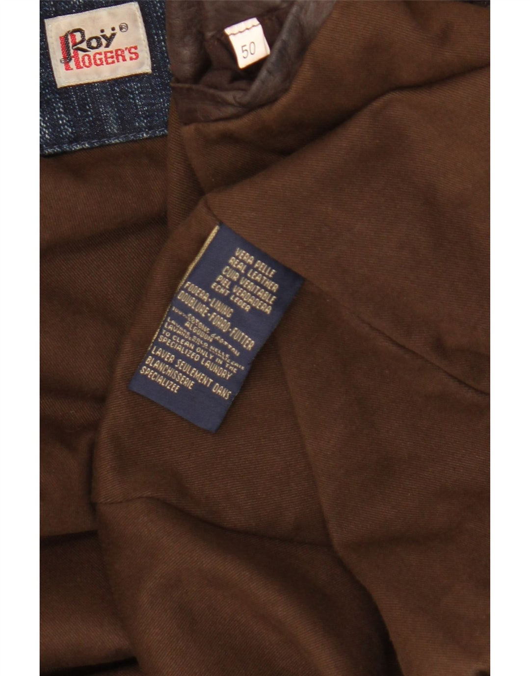 Roy Rogers Mens Leather Jacket IT 50 Large Brown Leather