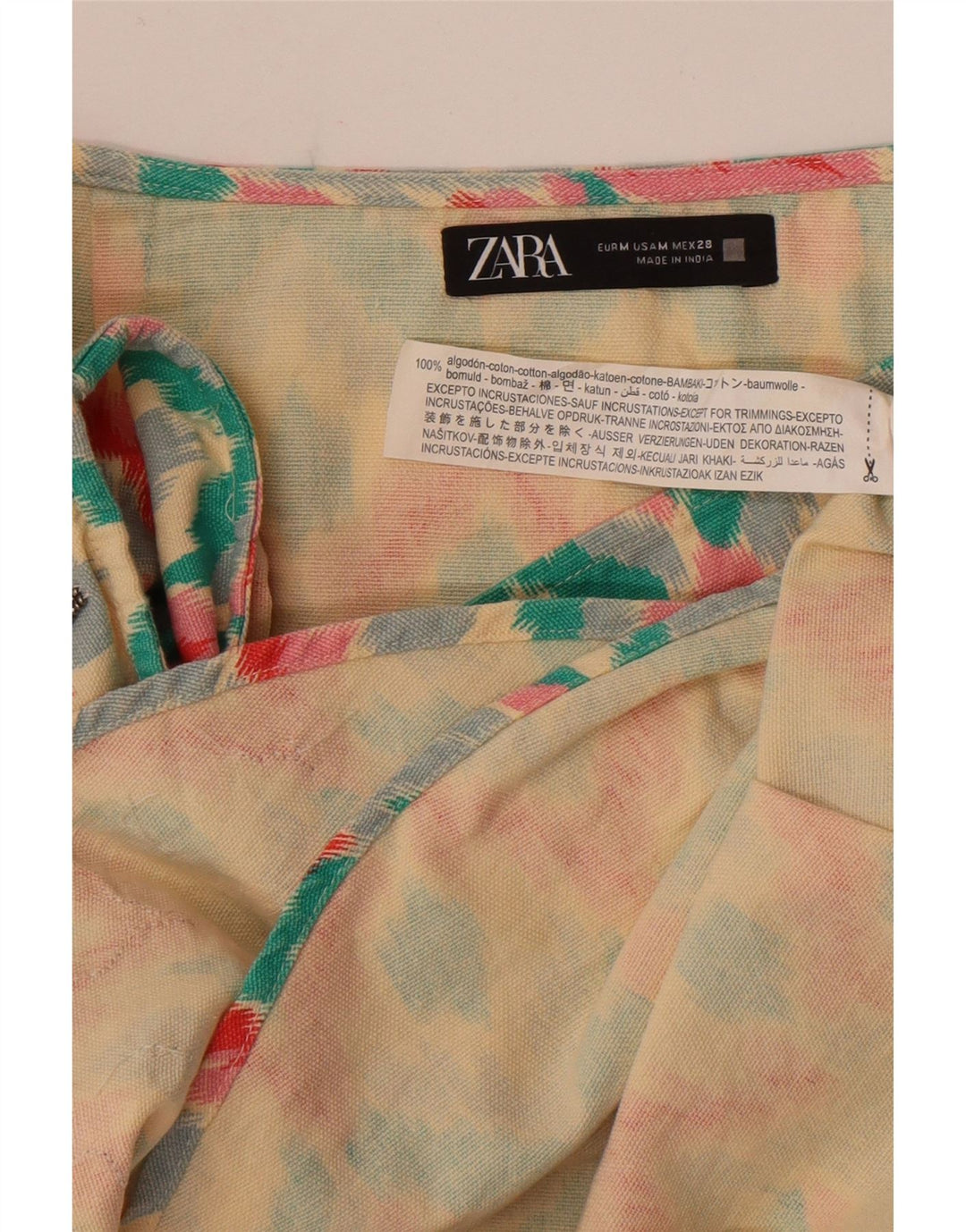 Jupe Portefeuille Zara Femme Medium W28 Coton Géométrique Multicolore