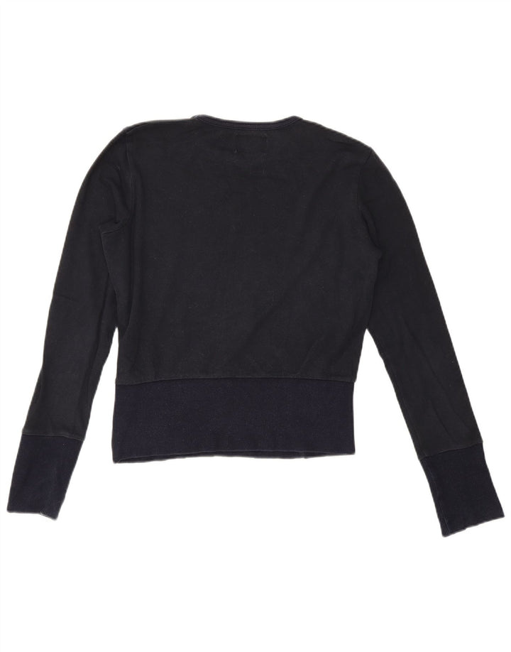 Sergio Tacchini Haut court graphique à manches longues pour femme UK 12 Bleu marine moyen