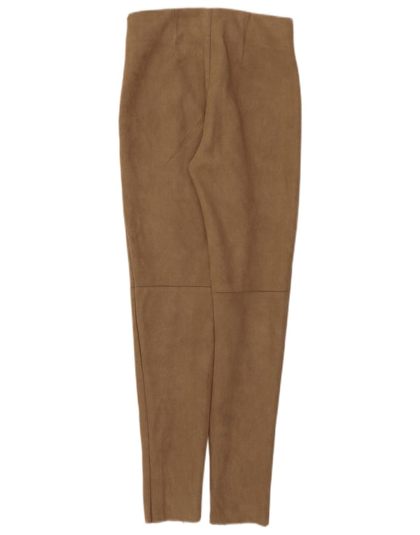 Zara Pantalon décontracté skinny pour femme XS W24 L27 Marron Polyester