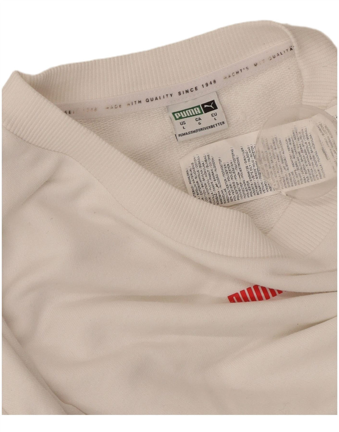 PUMA Sweat-shirt court pour femme UK 16 Grand coton camouflage blanc