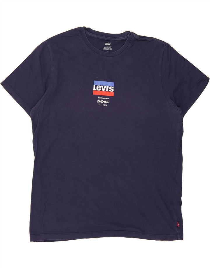 LEVI'S Mens Graphic T-Shirt Top Large Navy Blue Cotton Vintage Levi's and Second-Hand Levi's from Messina Hembry 