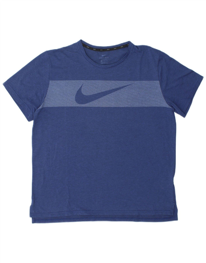 Nike Hommes Dri Fit Graphic T-Shirt Top XL Bleu Marine Polyester